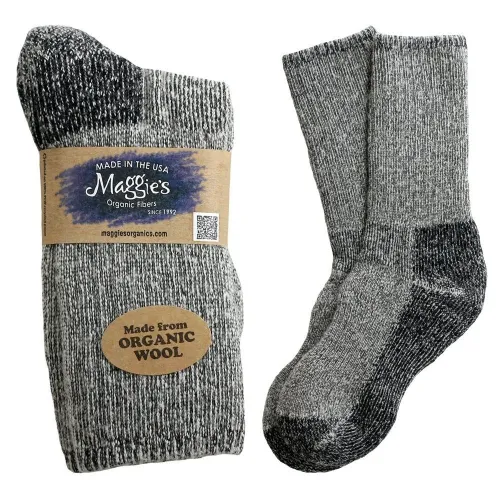 Maggie's Functional Organics - 235846 - Sweater Socks Black 10-13 Wool Crew