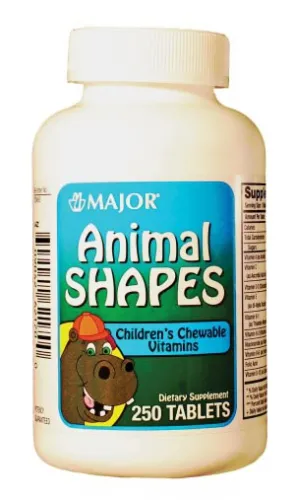 Major Pharmaceuticals - 370923 - Animal Shapes, Chewable, 250s, Compare to Flintstones, NDC# 80681-0116-00