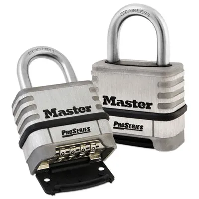 Masterlock - MLK1174D - Proseries Stainless Steel Easy-To-Set Combination Lock, Stainless Steel, 5/16"