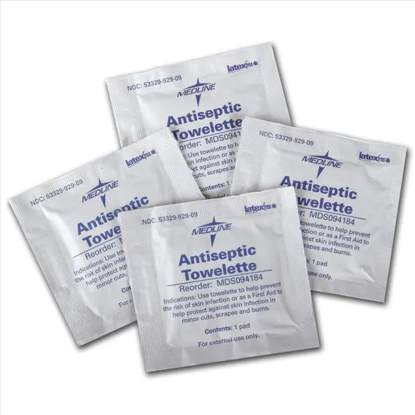 Medline - From: MDS094184 To: MDS094188 - Industries Textured Antiseptic and Cleansing Towelette, 5" x 7"