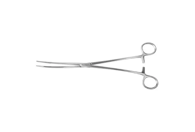 Medline - MDS1623126 - Packing Forceps Bozeman 10-1/4 Inch Length Surgical Grade German Stainless Steel NonSterile Ratchet Lock Finger Ring Handle Curved Tips Serrated Jaws