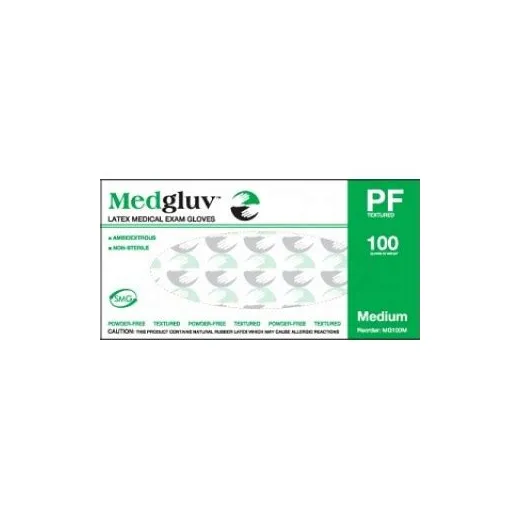 Medgluv - MG100M - Exam Glove Medium Powder-Free Textured Low Protein Latex Non-Sterile 100-bx 10 bx-cs
