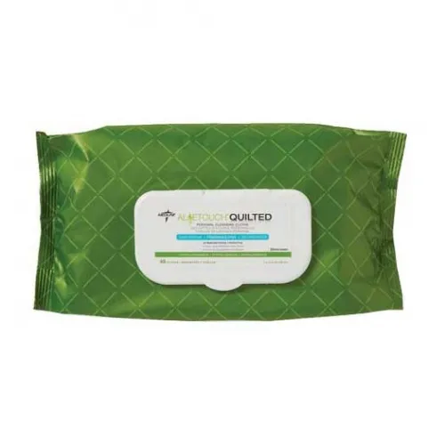 Medline Industries - Aloetouch - MSC263625 - FitRight Aloe Quilted Personal Cleansing Wipes, 8x12, fragrance free, spunlace wipe, flip top lid package. FitRight Aloe Quilted Wipes are not flushable.