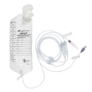 Medline - NCL12250536 - Compat Dualflo Pump Administration set Spike Right PLUS connector with 1000 mL Water Vinyl Bag