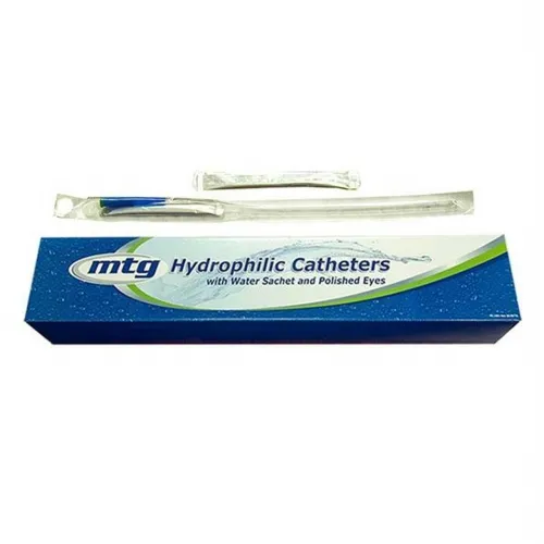 MTG Catheters - 81412 - MTG Hydrophilic Straight Tip Female Intermittent Catheter, 12 Fr, Vinyl Catheter with Sterile Water Sachet and Handling Sleeve
