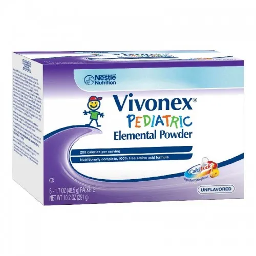 Nestle Healthcare Nutrition - 07131000 - Vivonex Pediatric Nutritionally Complete Elemental Food Unflavored 1.7 oz. Packet, Lactose free, Gluten free