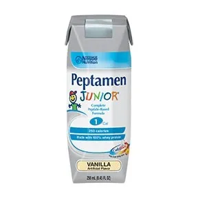 Nestle Healthcare Nutrition - 9871616252 - Peptamen Junior Complete Elemental Nutrition Vanilla Flavor Liquid 8 oz. Can, 250 Calories, Lactose free, Gluten free