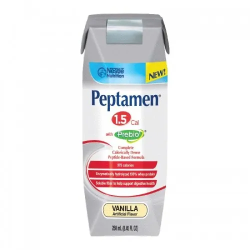 Nestle Healthcare Nutrition - 9871618190 - Peptamen 1.5 Complete High Calorie Elemental Vanilla Flavor Liquid Nutrition 250mL Can, 375 Calories, Lactose free, Gluten free