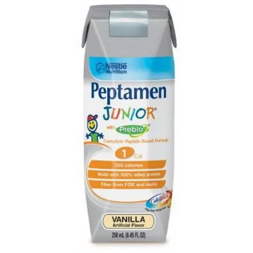 Nestle Healthcare Nutrition - 4390054458 - Peptamen Junior High Protein Vanilla Flavor 250 mL Tetra Prisma 300 Calories Per Carton. High Protein, Peptide Based Pediatric Formula for Children Age 1 13 Years.