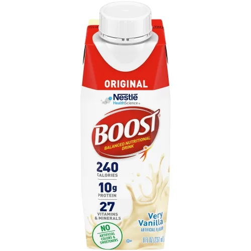 Nestle Healthcare Nutrition - 4390058276 - BOOST, Very Vanilla, 8 fl Ounce Carton. 240 calories per carton.