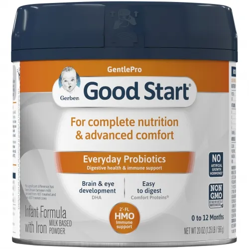 Nestle Healthcare Nutrition - 5000026588 - Gerber Good Start GentlePro Formula Powder, 2898 calories per 20 oz. (566 g) cannister, DHA, ARA and 2' FL HMO, for babies up to 12 months.