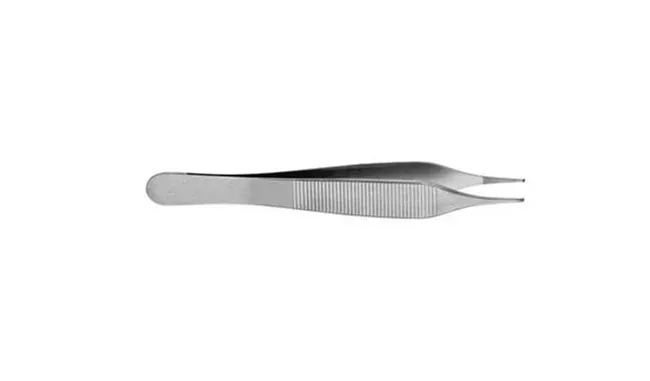 V. Mueller - From: NL1400 To: NL1410 - Dressing Forceps Adson 4 3/4 Inch Length Straight Delicate  Serrated Tips with 1 X 2 Teeth