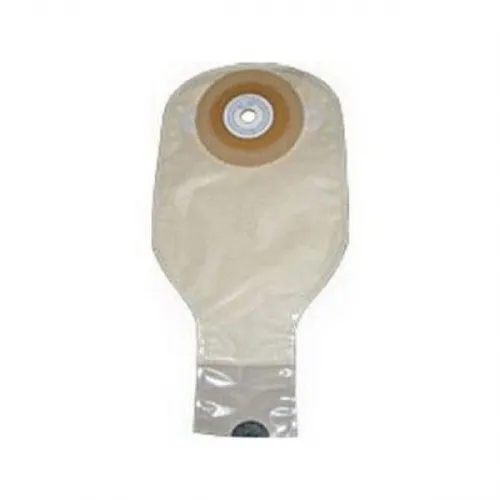 Nu-Hope - From: 7510 To: 7516  Nu Flex Nu Flex one piece post op precut adult drainable pouch with closure clamp 1 1/4" round, 3 1/2" adhesive foam pad, 24 oz., odor proof, opaque.
