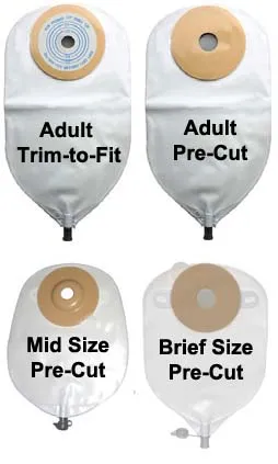 Nu-Hope - Nu-Flex - 7655-C - Nu-Flex Post-Op urinary pouch 5/8" opening, convex, clear, 20 ounce, 9-1/4" length.  Durable vinyl is strong and lightweight.  Easy application, peel and stick.