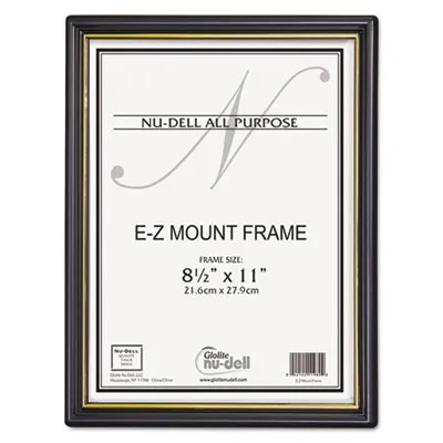 Nudellmfg - NUD11818 - Ez Mount Document Frame W/Trim Accent, Plastic Face, 8.5 X 11, Black/Gold, 18/Ct