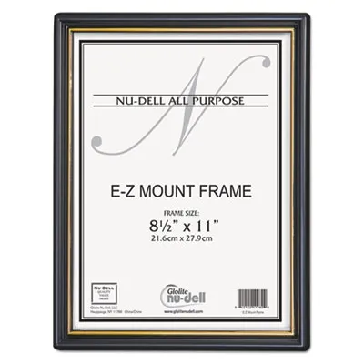 Nudellmfg - NUD11880 - Ez Mount Document Frame With Trim Accent, Plastic Face , 8.5 X 11, Black/Gold