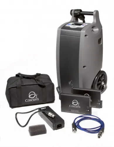 o2-concepts - 800-0001-2V - Oxlife Independence Portable Oxygen Concentrator System. 2 batteries. pull handle and wheels. A/C and D/C Power Supplies. Accessory Bag and User Manual