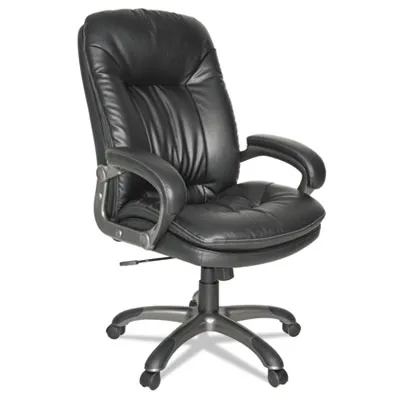 Oif - OIFGM4119 - Executive Swivel/Tilt Leather High-Back Chair, Supports Up To 250 Lbs., Black Seat/Black Back, Black Base
