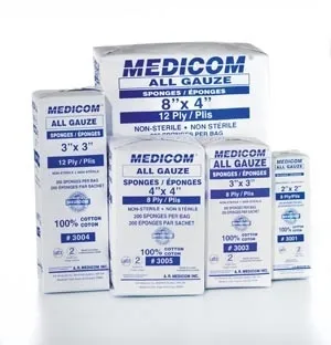 Medicom - 2101-CH - Sponge, 4-Ply, Non-Woven, Non-Sterile