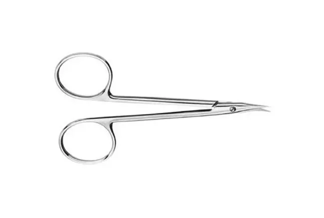 V. Mueller - OP5792 - Stitch Scissors V. Mueller 4-1/8 Inch Length Surgical Grade Stainless Steel NonSterile Finger Ring Handle Curved Blunt Tip / Blunt Tip