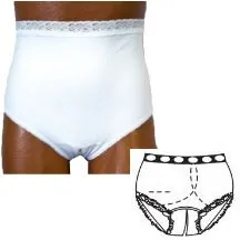 Team Options - Options - 81204SL - OPTIONS Split Cotton Crotch with Built In Barrier/Support, White, Left Side Stoma, Small 4 5, Hips 33" 37"
