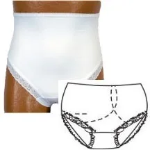 Team Options - Options - 880-04-ML - OPTIONS Ladies' Brief with Open Crotch and Built In Barrier/Support, White, Left Side Stoma, Medium 6 7, Hips 37" 41"