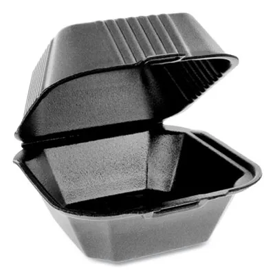 Pactivcorp - From: PCTYHLB06000000 To: PCTYHLW10010000  Smartlock Foam Hinged Containers, Sandwich, 5.75 X 5.75 X 3.25, 1Compartment, Black, 504/Carton