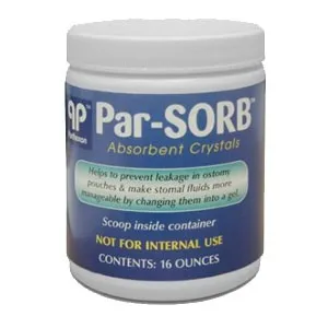 Parthenon - Other Brands - PW2001L - Par-sorb absorbent crystals, 16 ounce jar. Helps to prevent leakage in ostomy pouches & make stomal fluids more manageable by changing them into a gel.