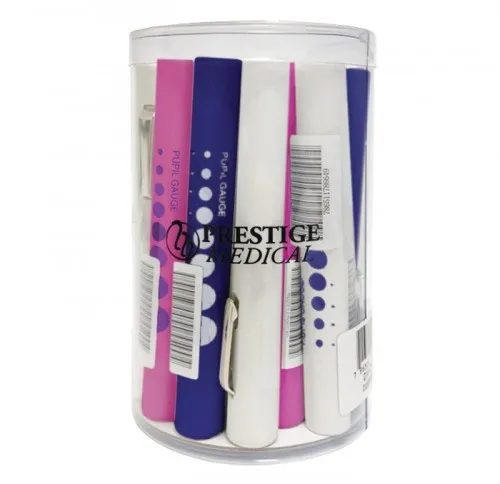 Prestige Medical - 210-AST - Penlights - Pupil Gauge Disposable Penlight - Cylinder Of Assorted Colors - 22 Penlights
