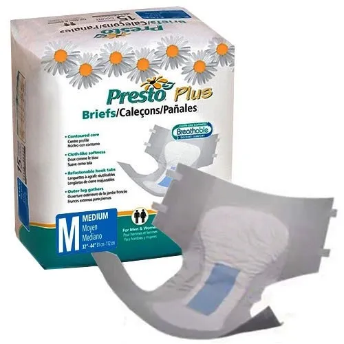 Drylock Technologies - From: ABB01020 To: ABB01050 - Presto Breathable Brief, Value Plus Absorbency, Large, 45" 58".