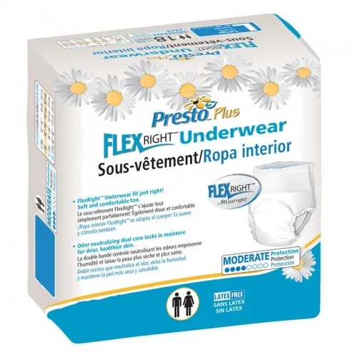 Presto Absorbent Products - From: AUB14020 To: AUB14050  Presto Flex Right Protective Underwear Good Absorbency