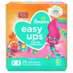 Procter & Gamble - From: 3700076549 To: 3700076622 - Pampers Easy Ups Training Underwear, Pull On, Girls, Size 4, 2T 3T, 25/pk, 4pk/cs