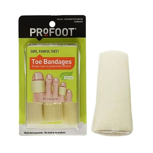 Profoot - 1568 - Toe Bandage Pad, Medium. Contains three 4" length bandages.