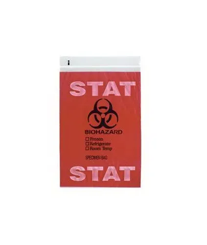 RD Plastics - Q603 - Specimen Transport Bag with Document Pouch 6 X 9 Inch Zip Closure STAT / Biohazard Symbol NonSterile