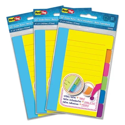 Reditagcor - RTG10245 - Divider Sticky Notes With Tabs, Assorted Colors, 60 Sheets/set, 3 Sets/box 
