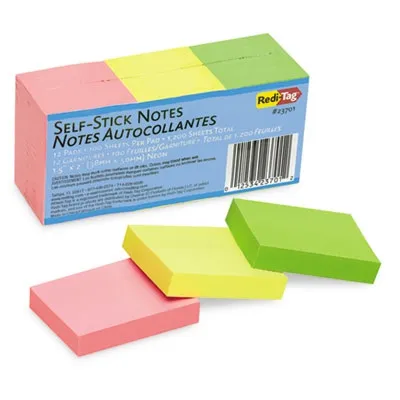 Reditagcor - RTG23701 - Self-Stick Notes, 1 1/2 X 2, Neon, 12 100-Sheet Pads/Pack
