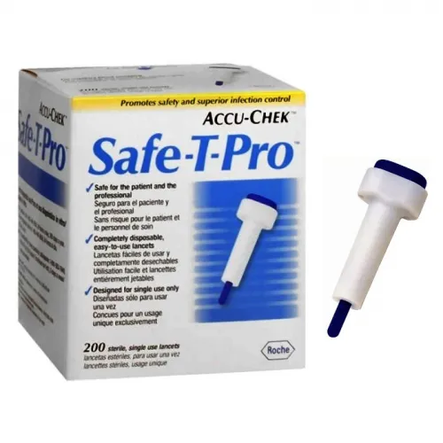 Roche - Safe-T-Pro - 08029016160 - Safety Lancet Safe-T-Pro 23 Gauge Retractable Push Button Activation Finger