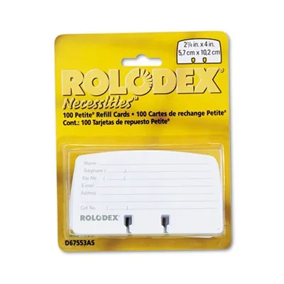 Rolodex - ROL67553 - Petite Refill Cards, 2 1/4 X 4, 100 Cards/Pack