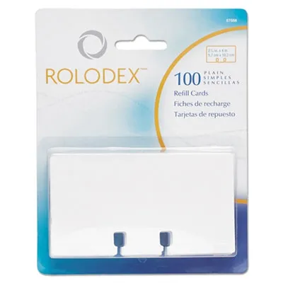Rolodex - ROL67558 - Plain Unruled Refill Card, 2 1/4 X 4, White, 100 Cards/Pack