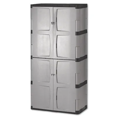 Rubbermaid - RUB7083 - Double-Door Storage Cabinet - Base/Top, 36W X 18D X 72H, Gray/Black