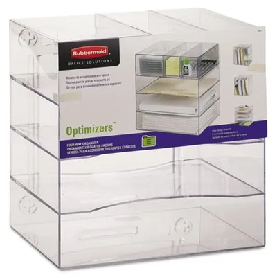 Rubbermaid - RUB94600ROS - Optimizers Four-Way Organizer With Drawers, Plastic, 10 X 13 1/4 X 13 1/4, Clear