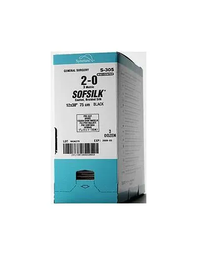 Covidien - Sofsilk - S-244 - Nonabsorbable Suture Without Needle Sofsilk Silk Braided Size 3-0