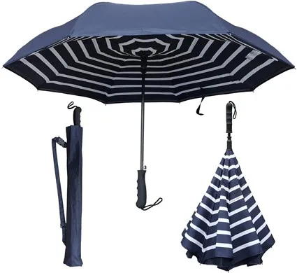 Rain Stoppers - S038navistripe - Auto Inverted  Pick Cloud, Navy, Rainbow Or Red
