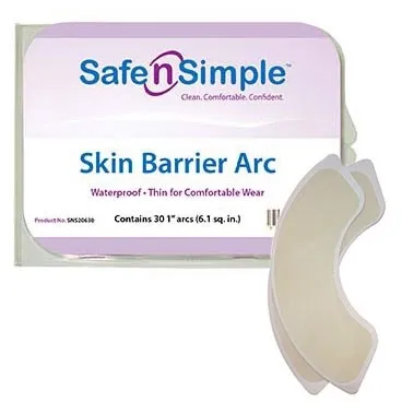 Safe n Simple - From: SNS20630 To: SNS21605  Safen'Simple XTra WideSkin Barrier Arc Safen'Simple XTra Wide Moldable Standard Wear Hydrocolloid 1/2 Curve 1 X 1 Inch