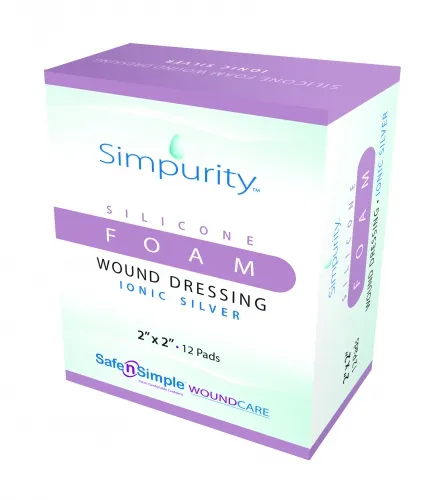 Safe N Simple - From: SNS74422 To: SNS74477  Simpurity Foam Wound Dressing Silver Silicone, 2" x 2".