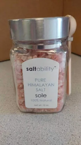 Saltability - 406-SOL-001 - Sole Glass Jar With Spoon & Coarse Salt