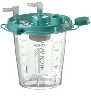 SAM Medical - From: 598041 To: 598053 - Bound Tree Medical Suction Canister Disposable Rigid Green Top 1200cc 48/cs Hi Flow