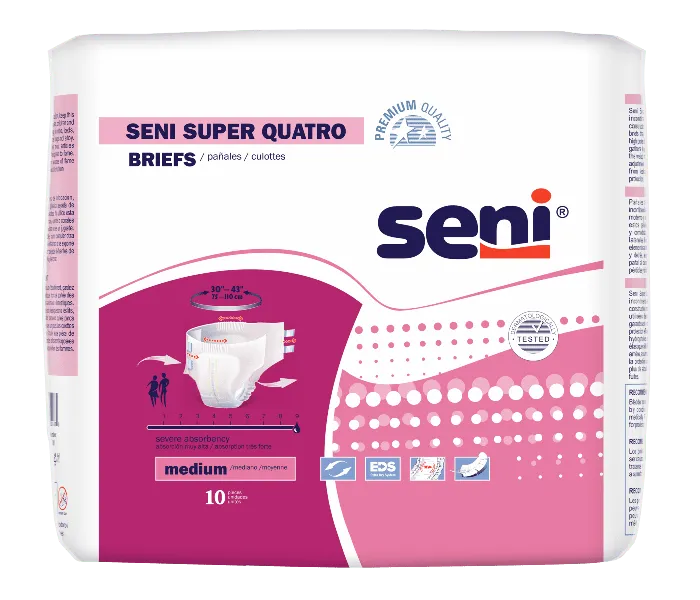 TZMO - Seni Super Quatro - S-ME10-BQ1 -  Unisex Adult Incontinence Brief  Medium Disposable Heavy Absorbency