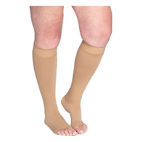 Sigvaris - 552CG2O77/S - 552C SECURE Calf with Grip-Top, 20-30mmHg, Open Toe, 2X-Large, Long, Beige.