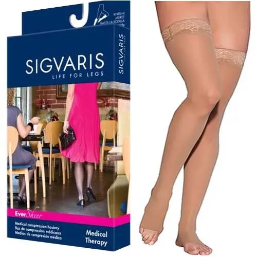 Sigvaris - 782NSSO36 - SIGVARIS  20-30 mmHg Eversheer Thigh Highs-Sm-Short-OT-Suntan